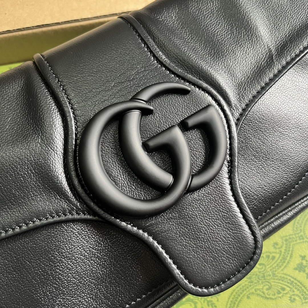 Gucci ‎767226 Aphrodite Small Shoulder Bag Black soft leather