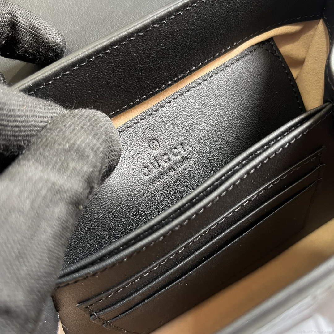 Gucci 703848 Gucci Horsebit 1955 Mini Bag Black crocodile leather