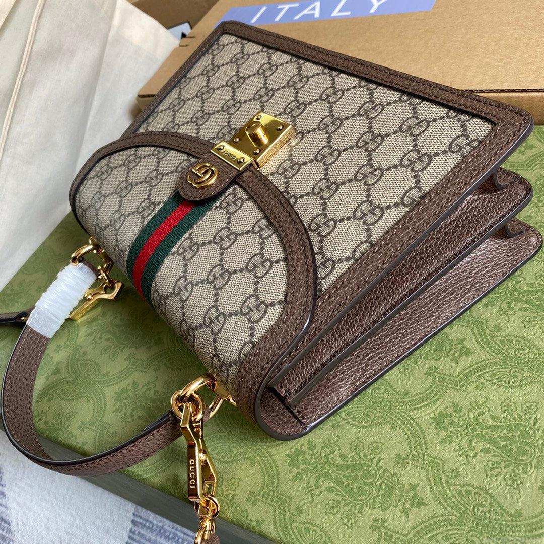 Gucci ‎‎651055 Ophidia GG Small Top Handle Bag Beige and Brown