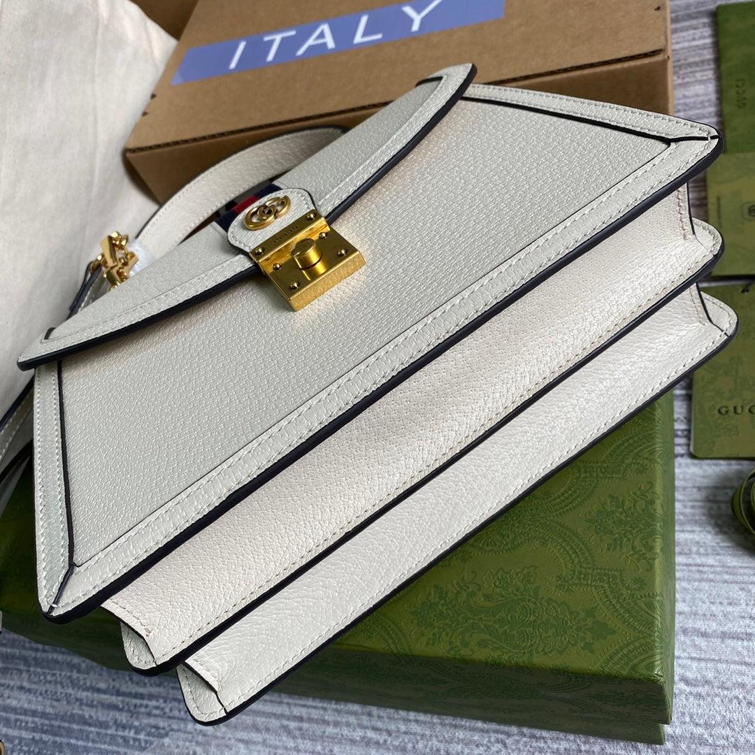 Gucci ‎‎651055 Ophidia Small Top Handle Bag With Web White leather