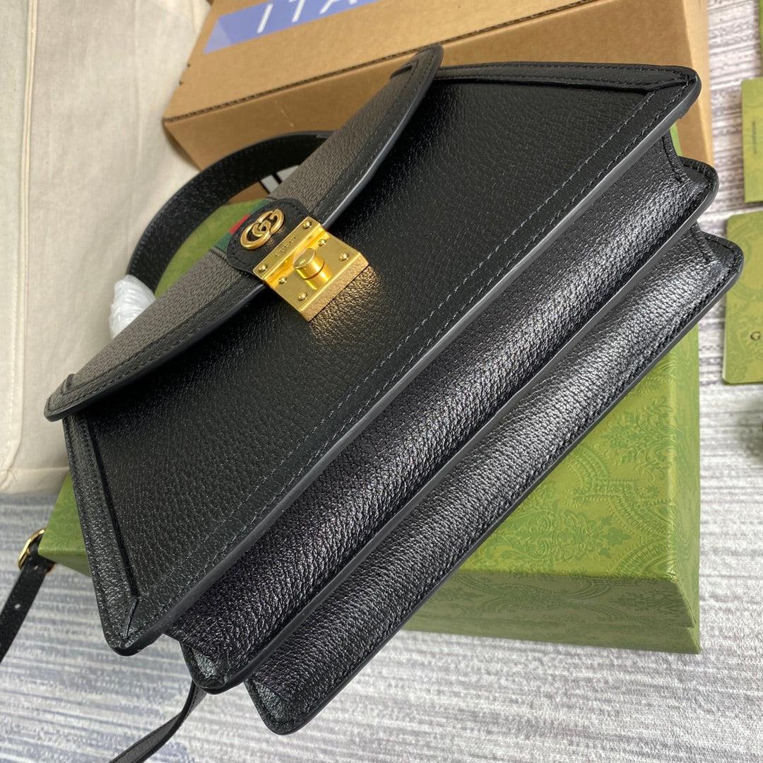 Gucci ‎‎651055 Ophidia Small Top Handle Bag With Web Black leather