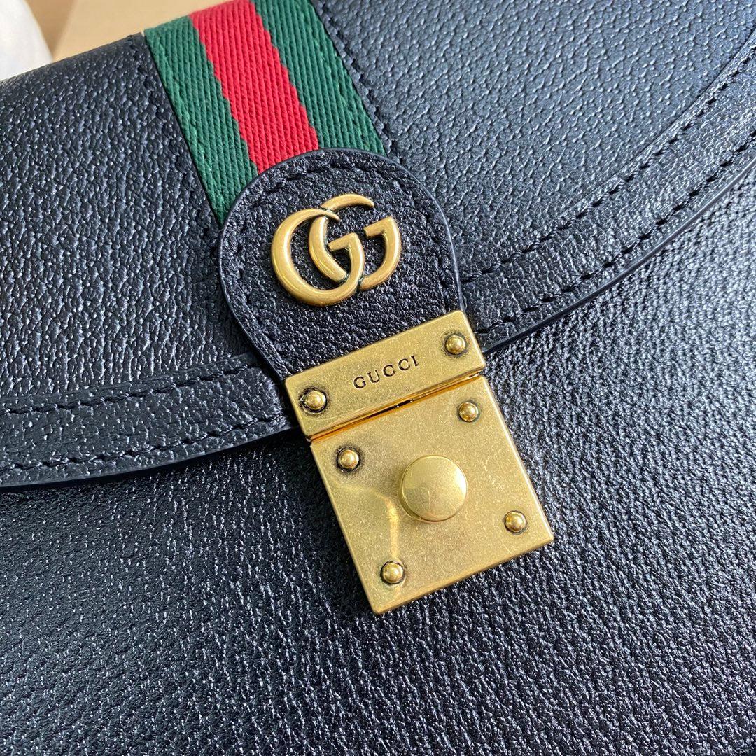 Gucci ‎‎651055 Ophidia Small Top Handle Bag With Web Black leather