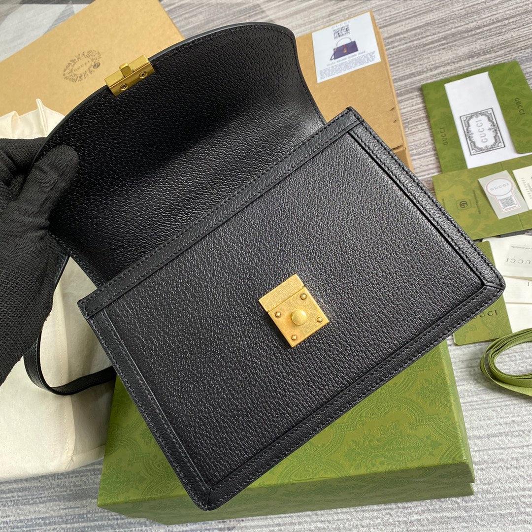 Gucci ‎‎651055 Ophidia Small Top Handle Bag With Web Black leather