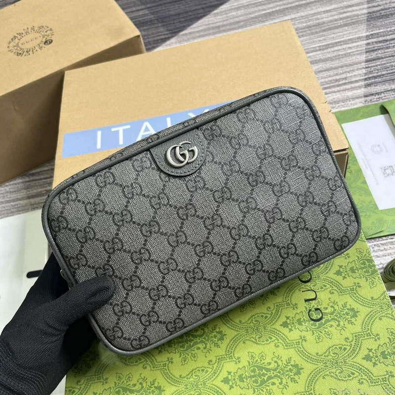 Gucci 760019 Ophidia GG Toiletry Case Bag Grey