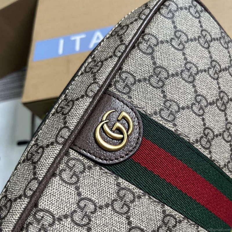 Gucci 760019 Gucci Savoy Toiletry Case With Web Brown