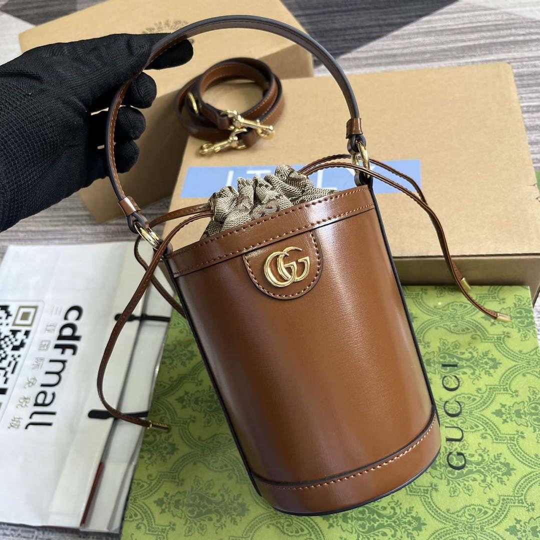 Gucci 760201 Ophidia Mini Bucket Bag Brown