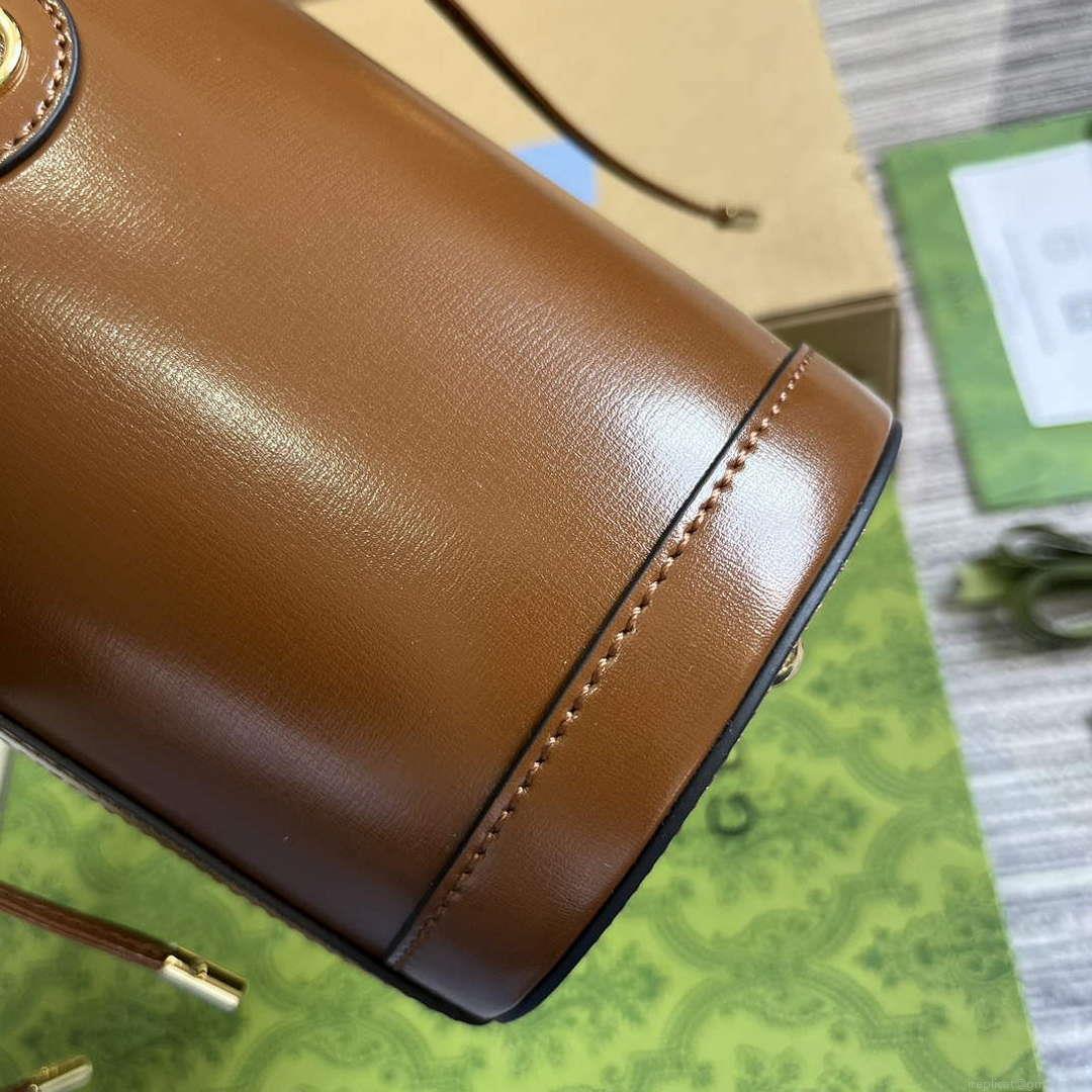 Gucci 760201 Ophidia Mini Bucket Bag Brown