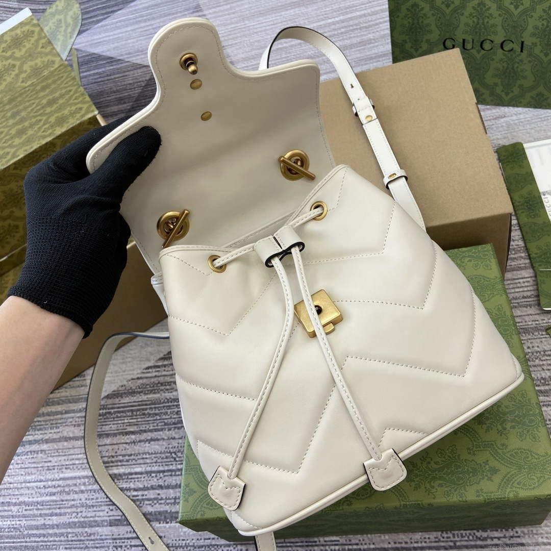 Gucci 777253 GG Marmont Mini Backpack White