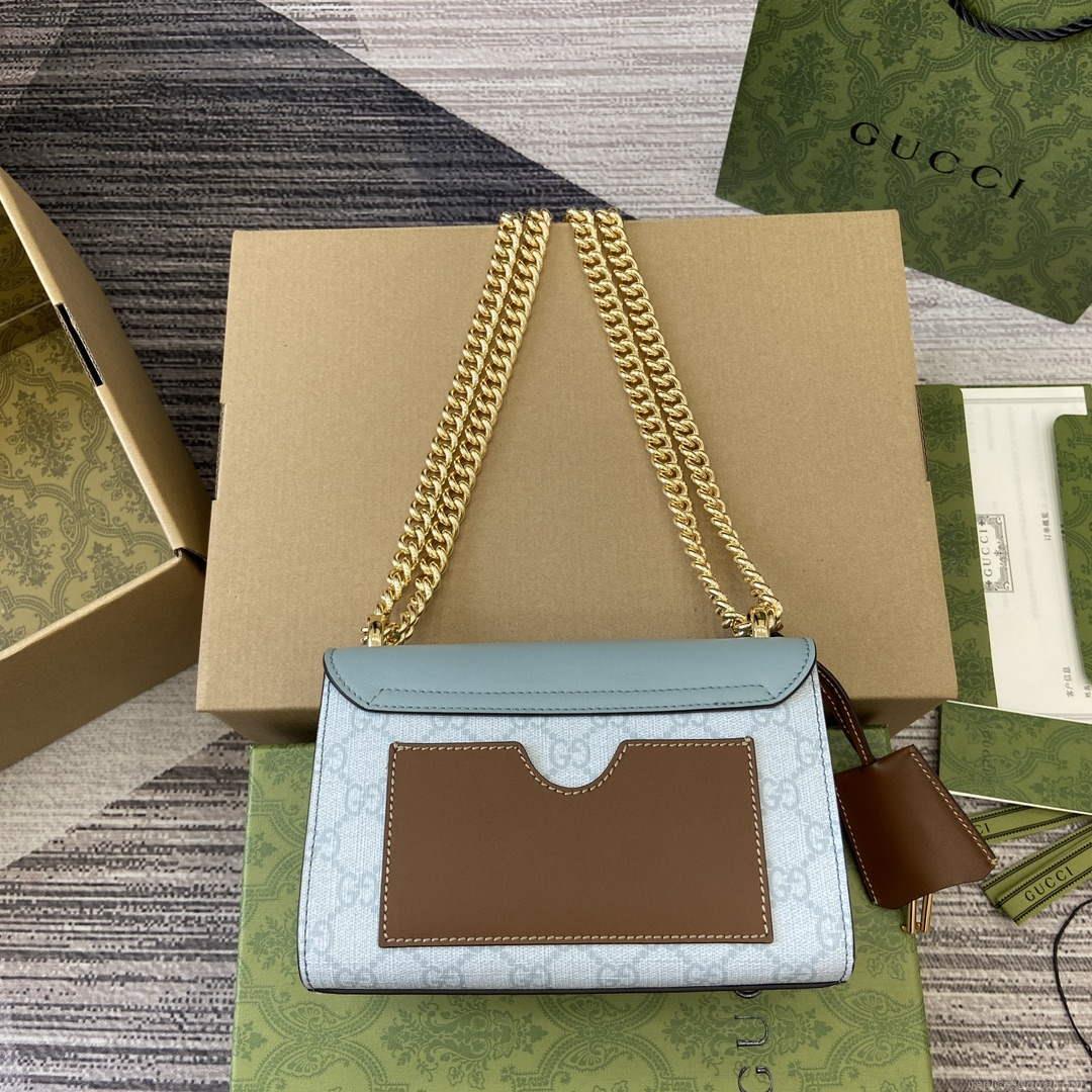 Gucci 409487 Padlock Small Shoulder Bag Blue