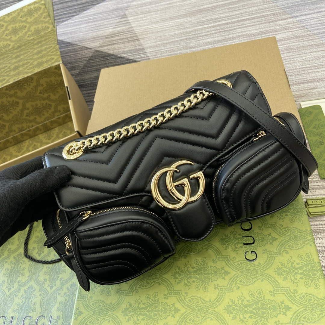 Gucci 795228 GG Marmont Small Multi Pocket Bag Black