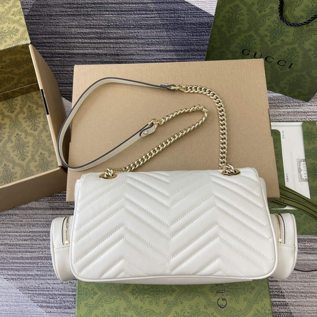 Gucci 795228 GG Marmont Small Multi Pocket Bag White
