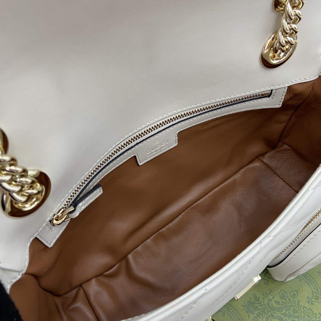 Gucci 795228 GG Marmont Small Multi Pocket Bag White