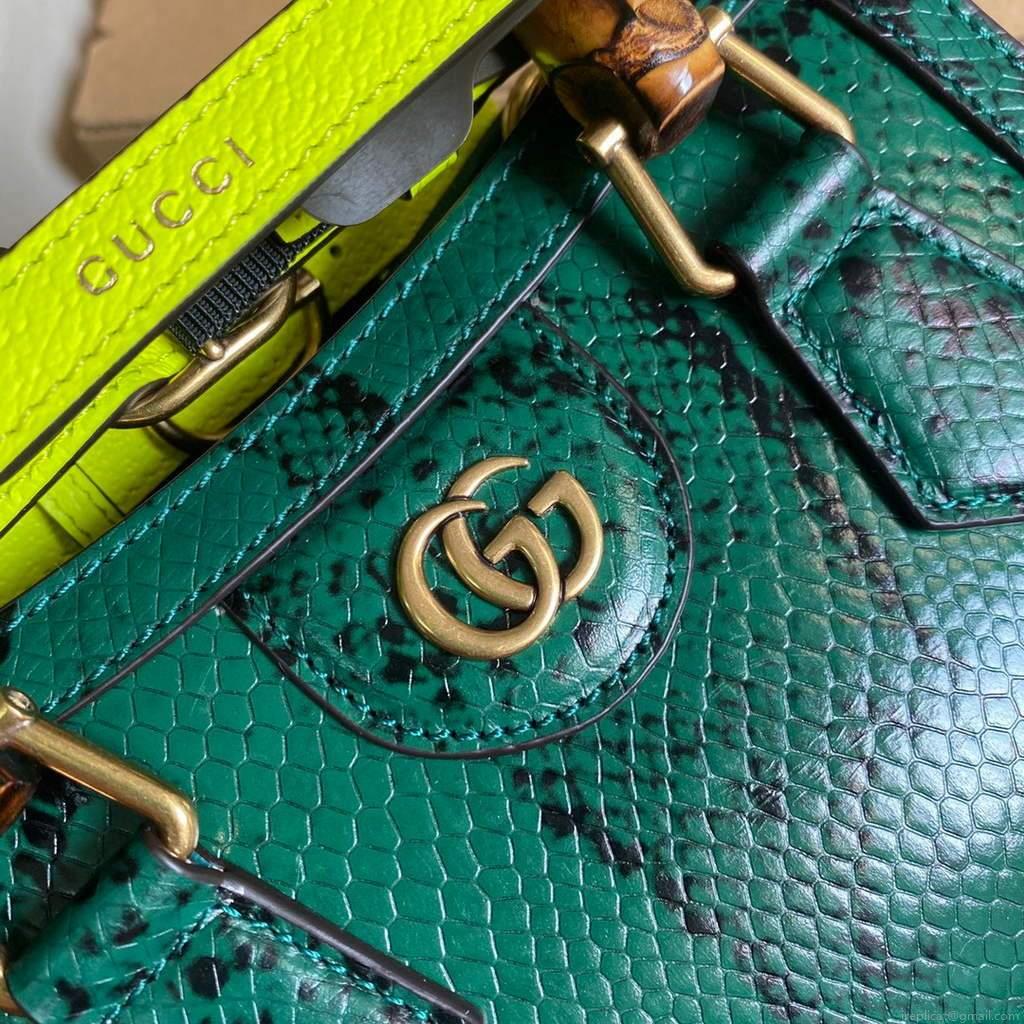 Gucci Diana Mini Tote Bag Snake Top Handle Bag Gucci ‎655661 Green