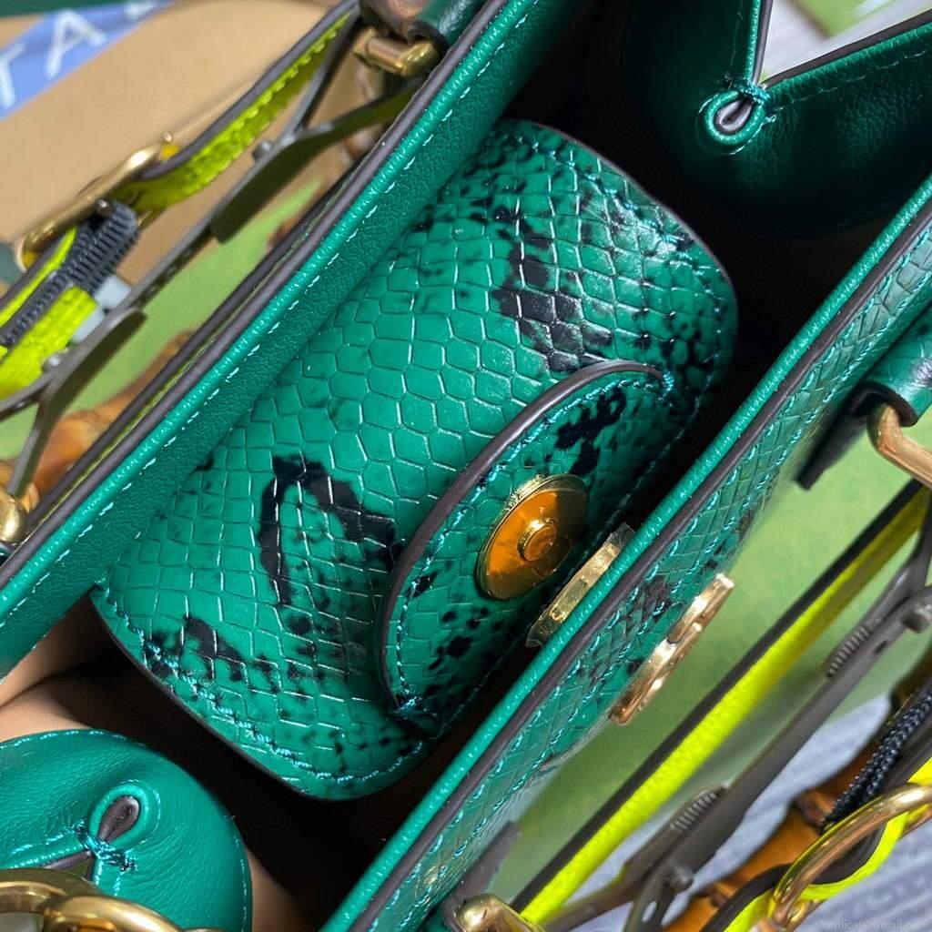 Gucci Diana Mini Tote Bag Snake Top Handle Bag Gucci ‎655661 Green