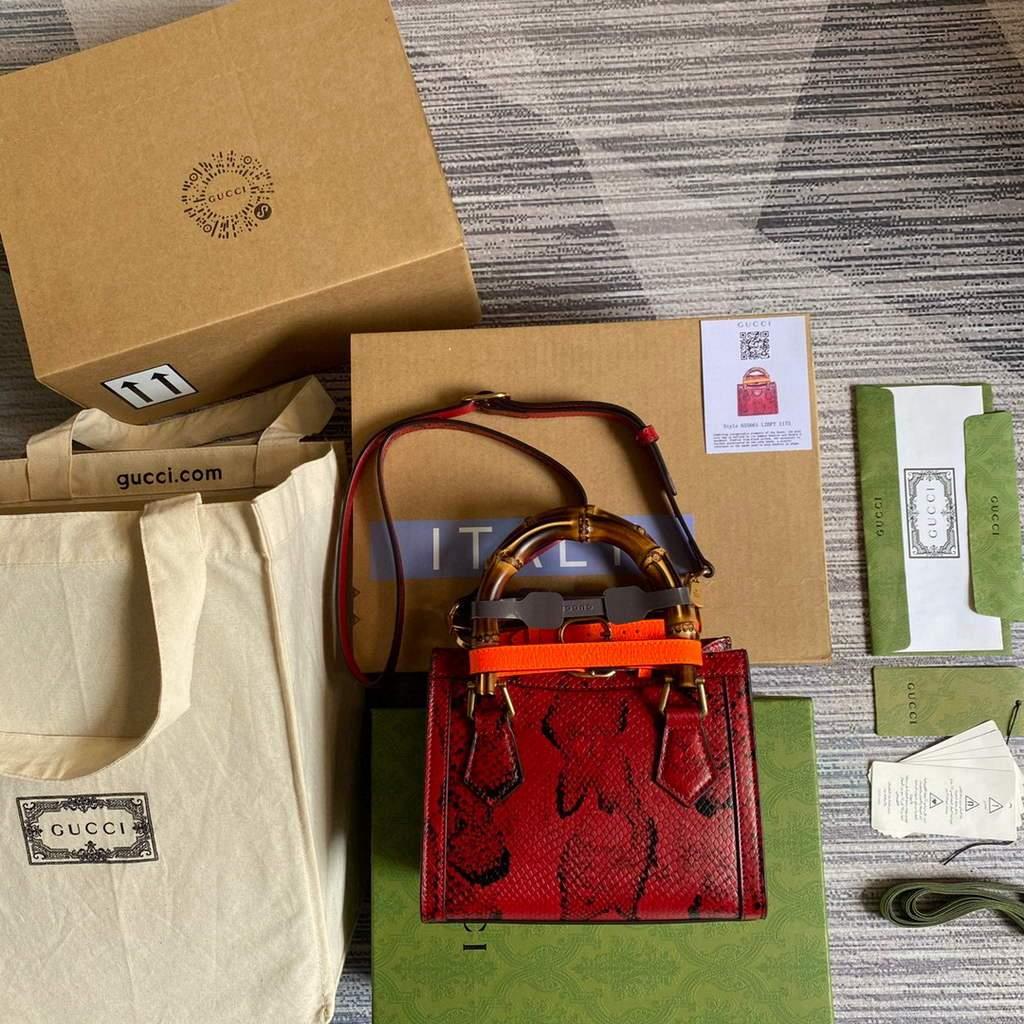 Gucci Diana Mini Tote Bag Snake Top Handle Bag Gucci ‎655661 Red