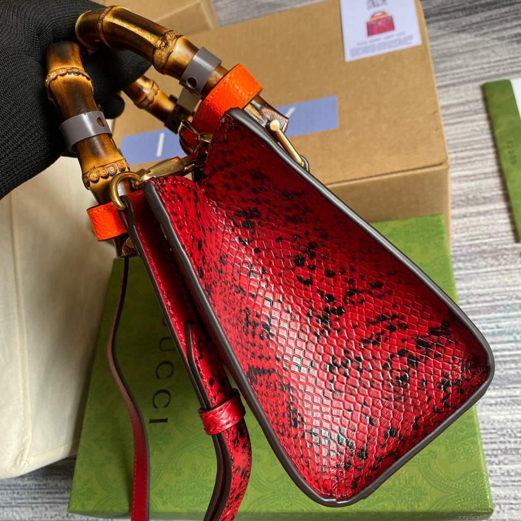 Gucci Diana Mini Tote Bag Snake Top Handle Bag Gucci ‎655661 Red