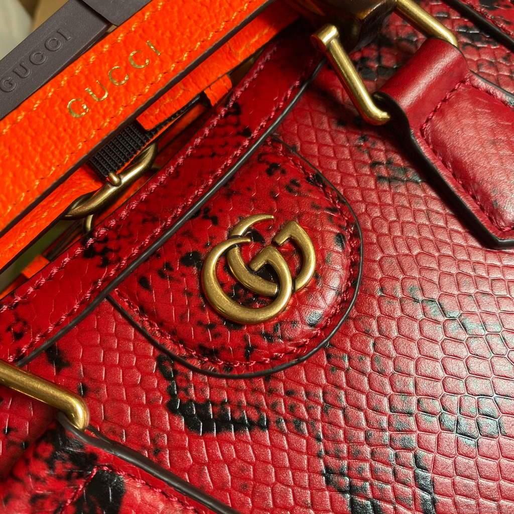Gucci Diana Mini Tote Bag Snake Top Handle Bag Gucci ‎655661 Red