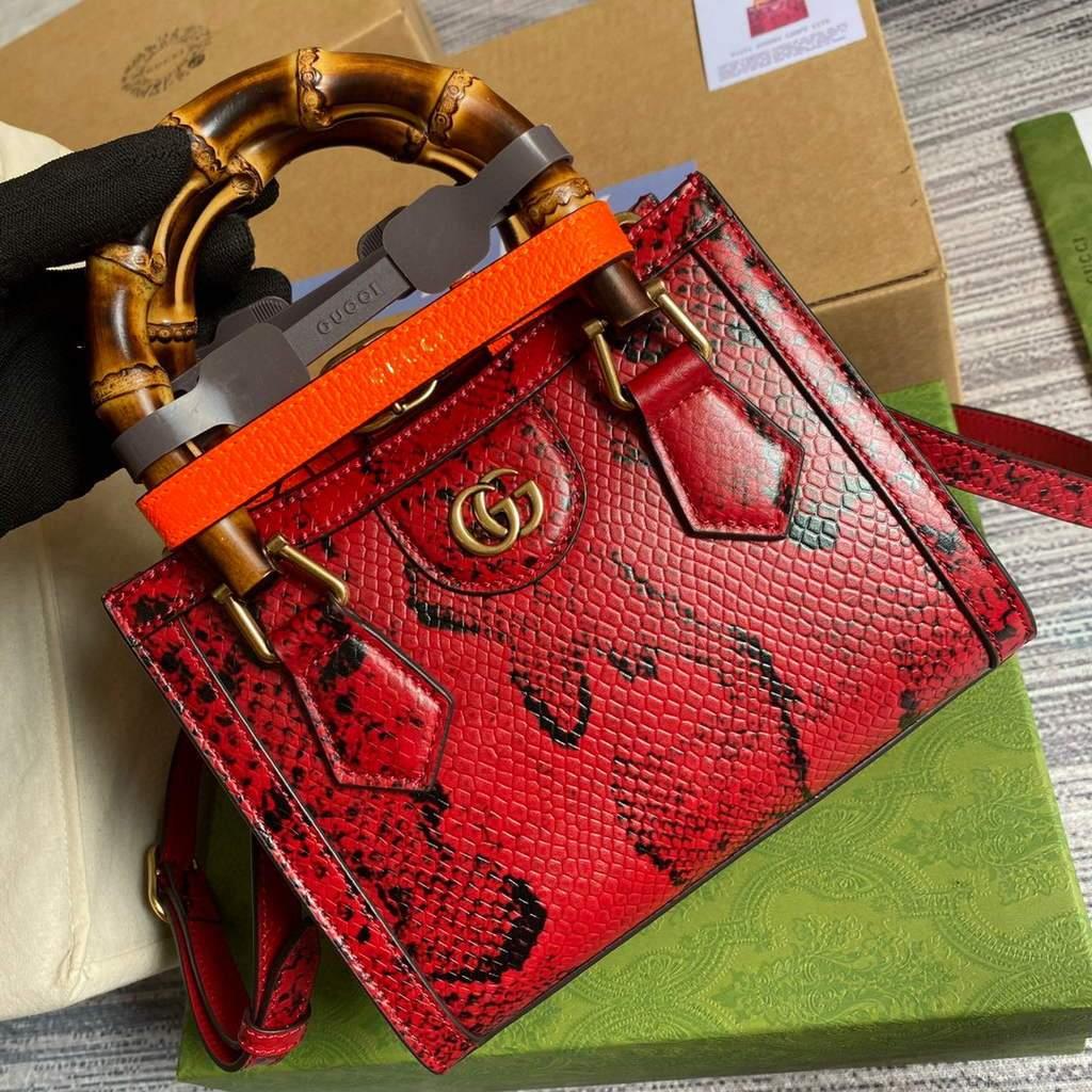 Gucci Diana Mini Tote Bag Snake Top Handle Bag Gucci ‎655661 Red