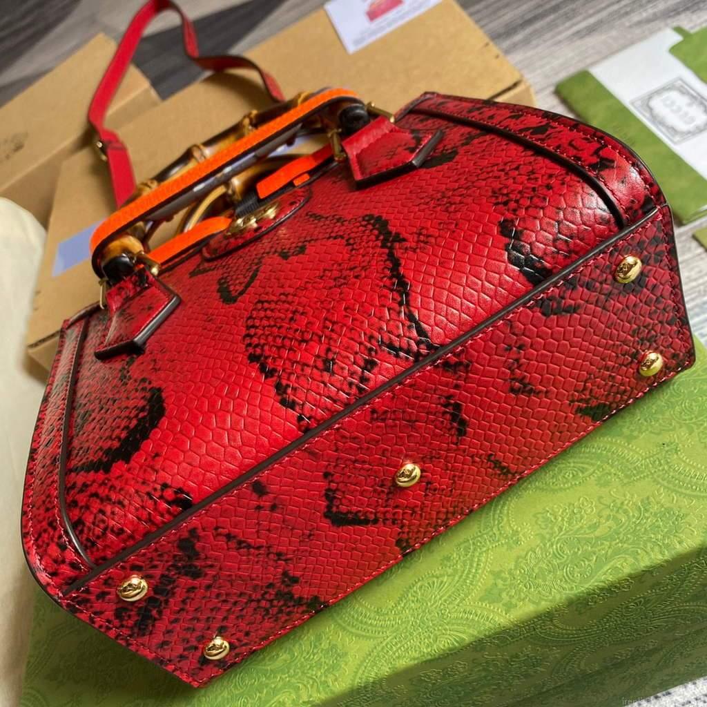 Gucci Diana Mini Tote Bag Snake Top Handle Bag Gucci ‎655661 Red