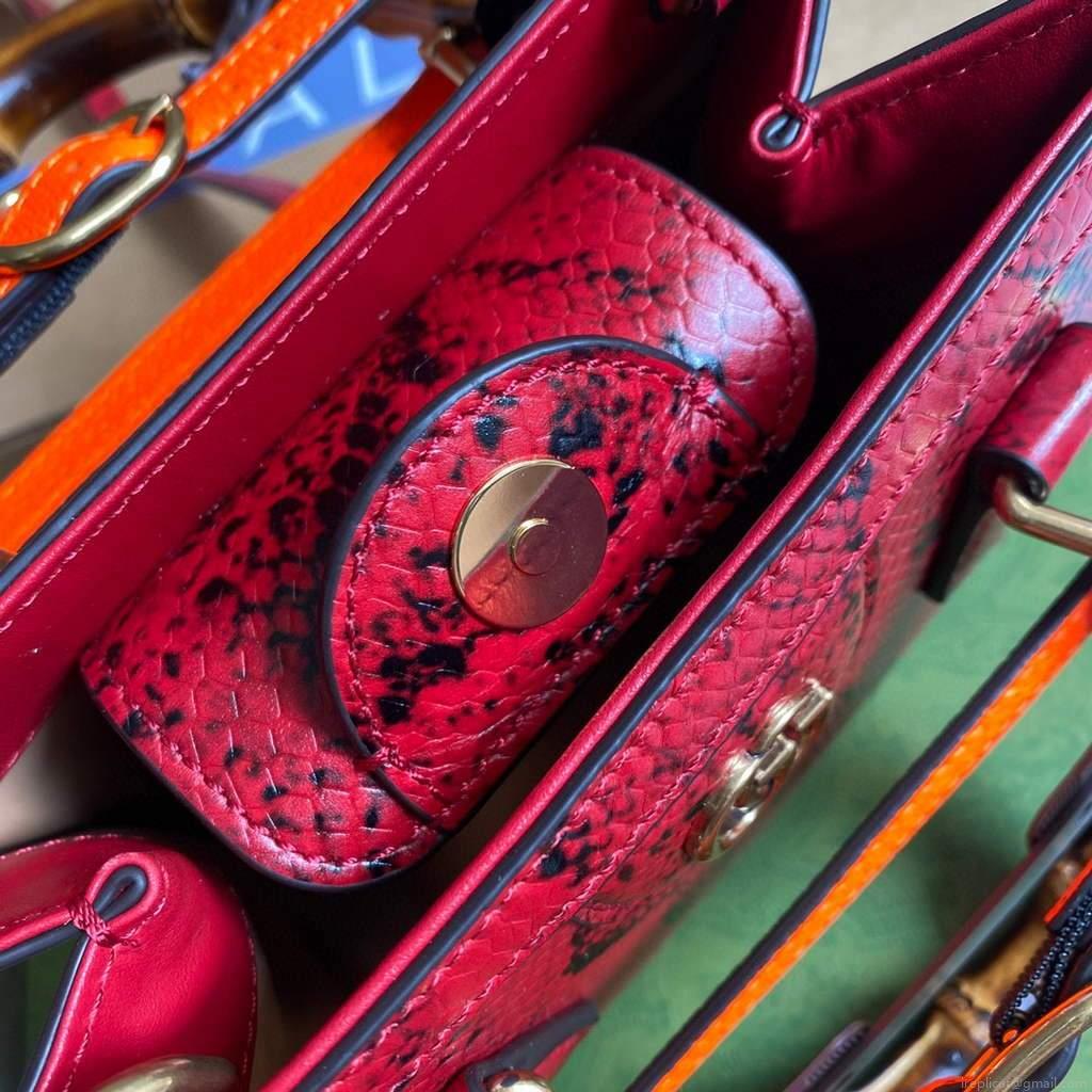 Gucci Diana Mini Tote Bag Snake Top Handle Bag Gucci ‎655661 Red