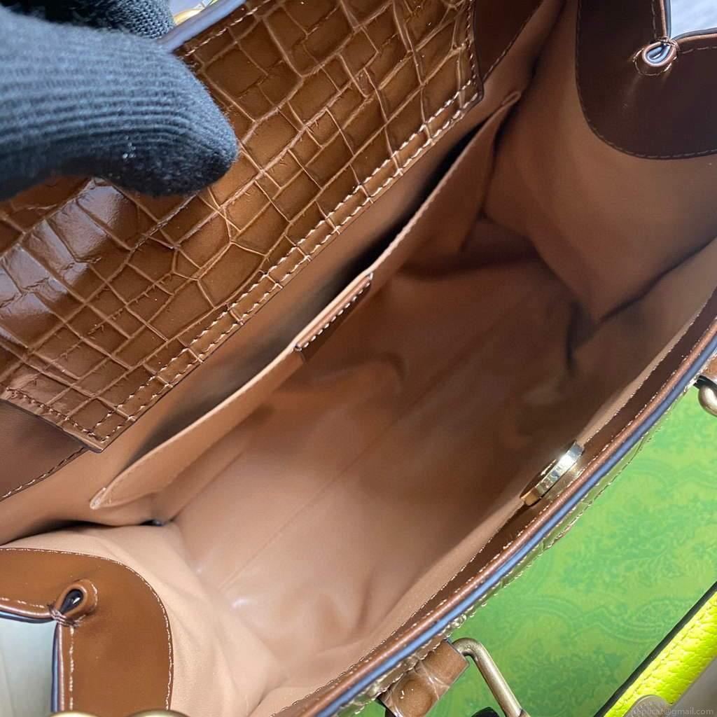 Gucci Diana Small Tote Bag Crocodile Top Handle Bag 660195 Brown
