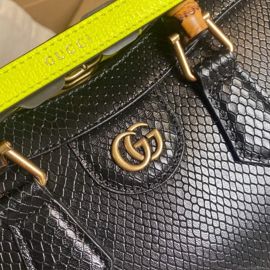 Gucci Diana Small Tote Bag Snake Top Handle Bag 660195 Black