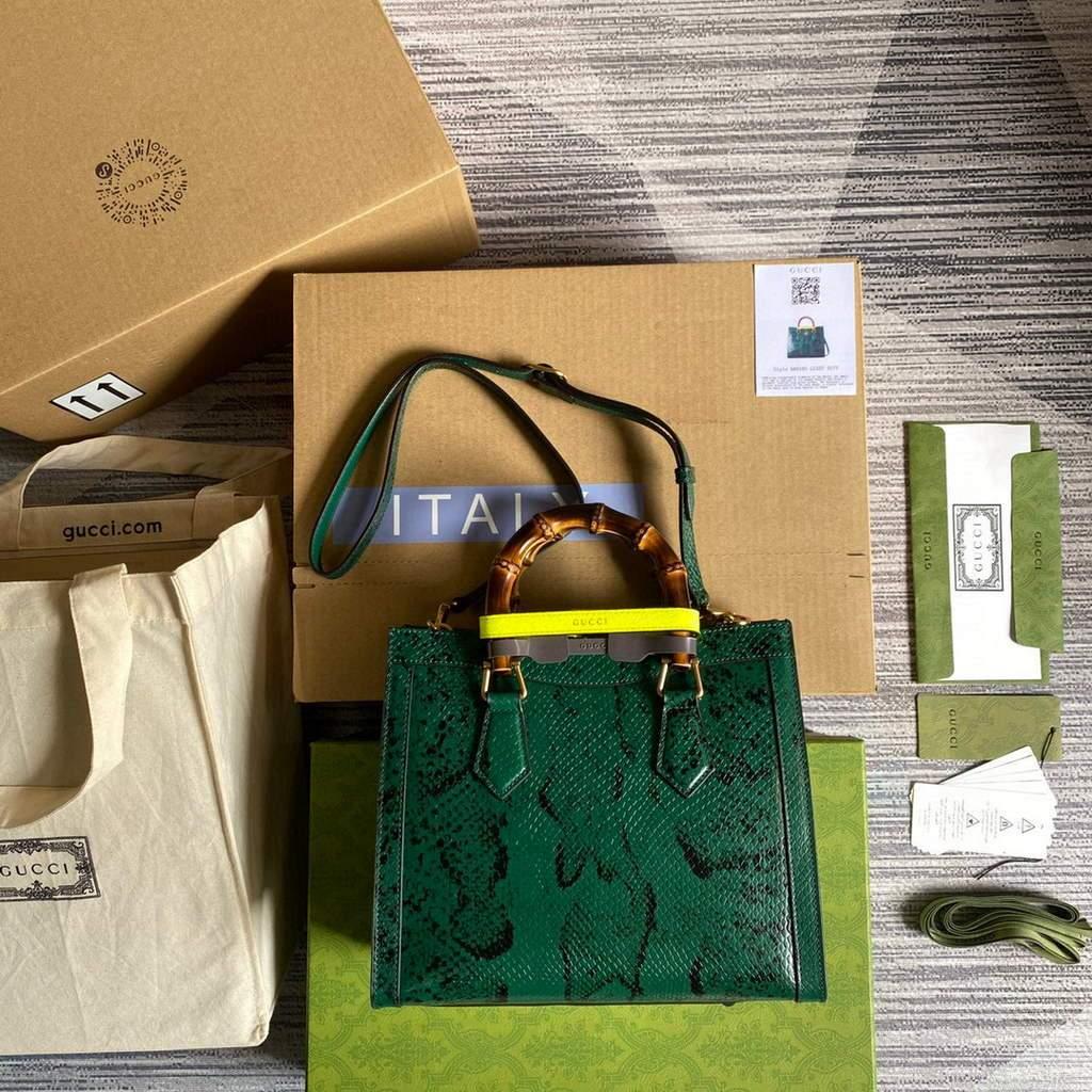 Gucci Diana Small Tote Bag Snake Top Handle Bag 660195 Green