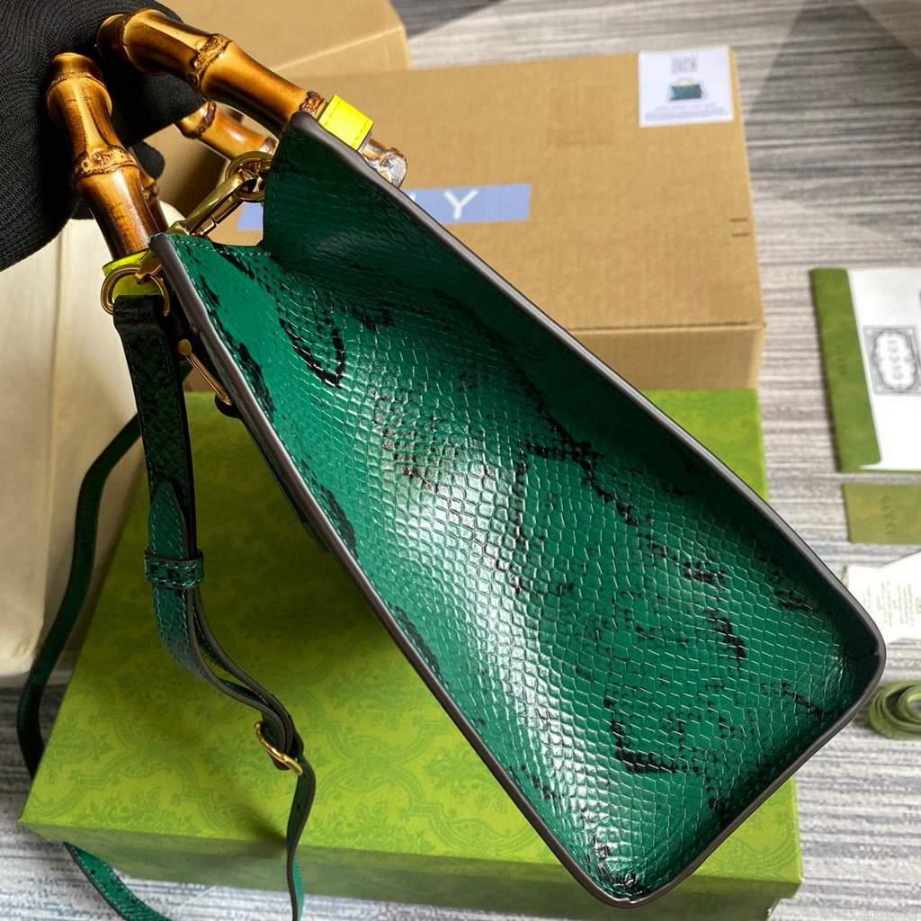 Gucci Diana Small Tote Bag Snake Top Handle Bag 660195 Green