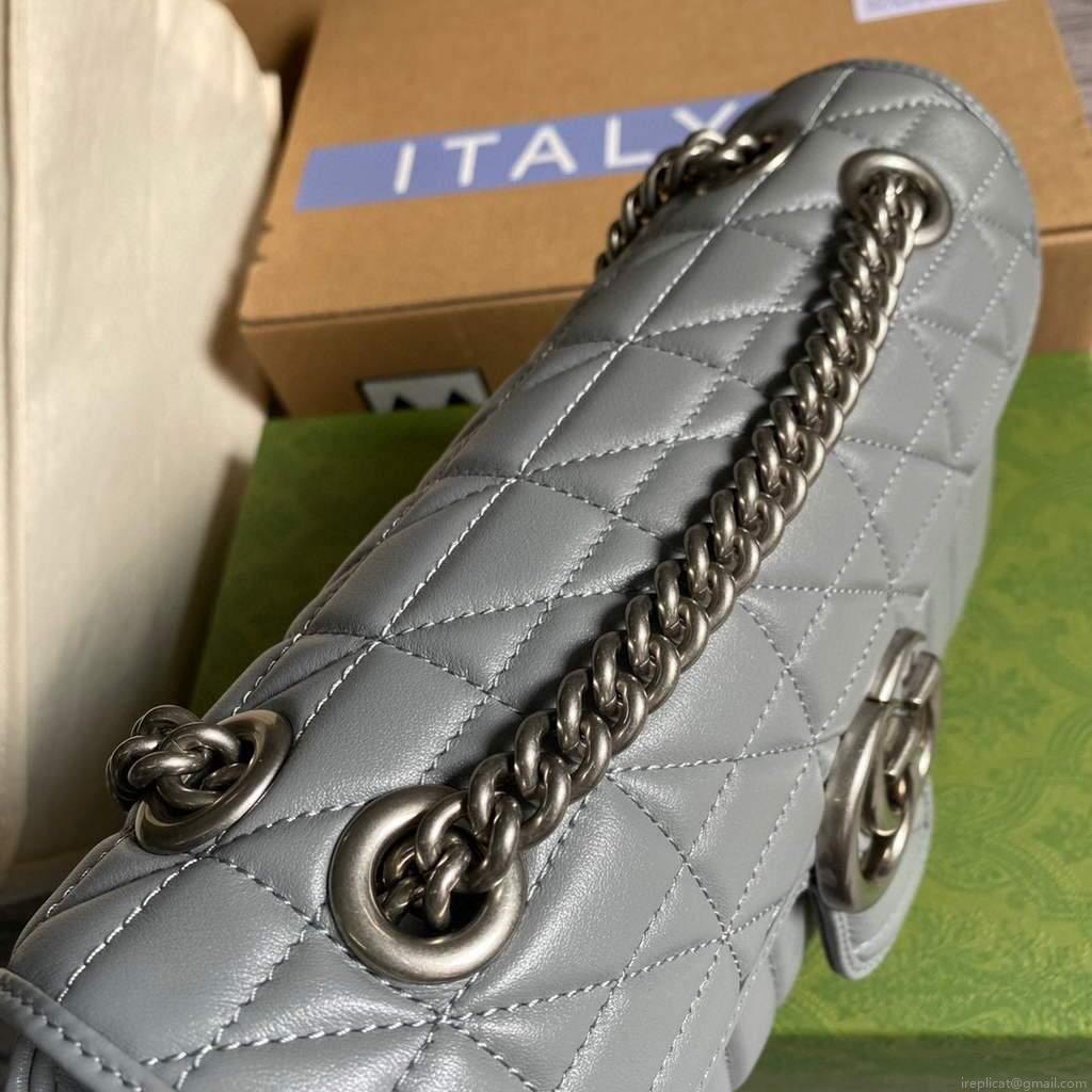 Gucci 443497 GG Marmont Small Shoulder Bag Gray