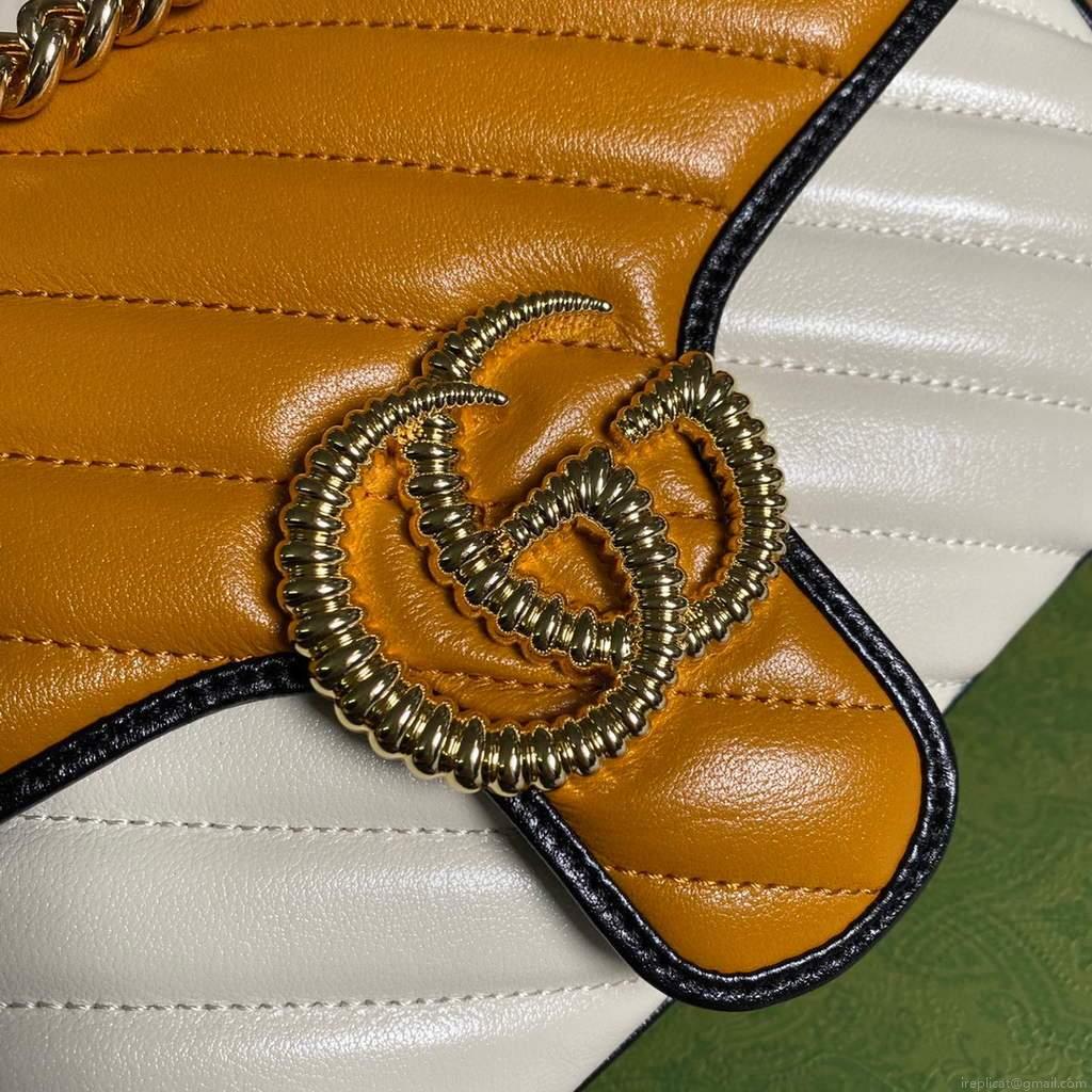 Gucci 443497 GG Marmont Small Shoulder Bag Yellow White