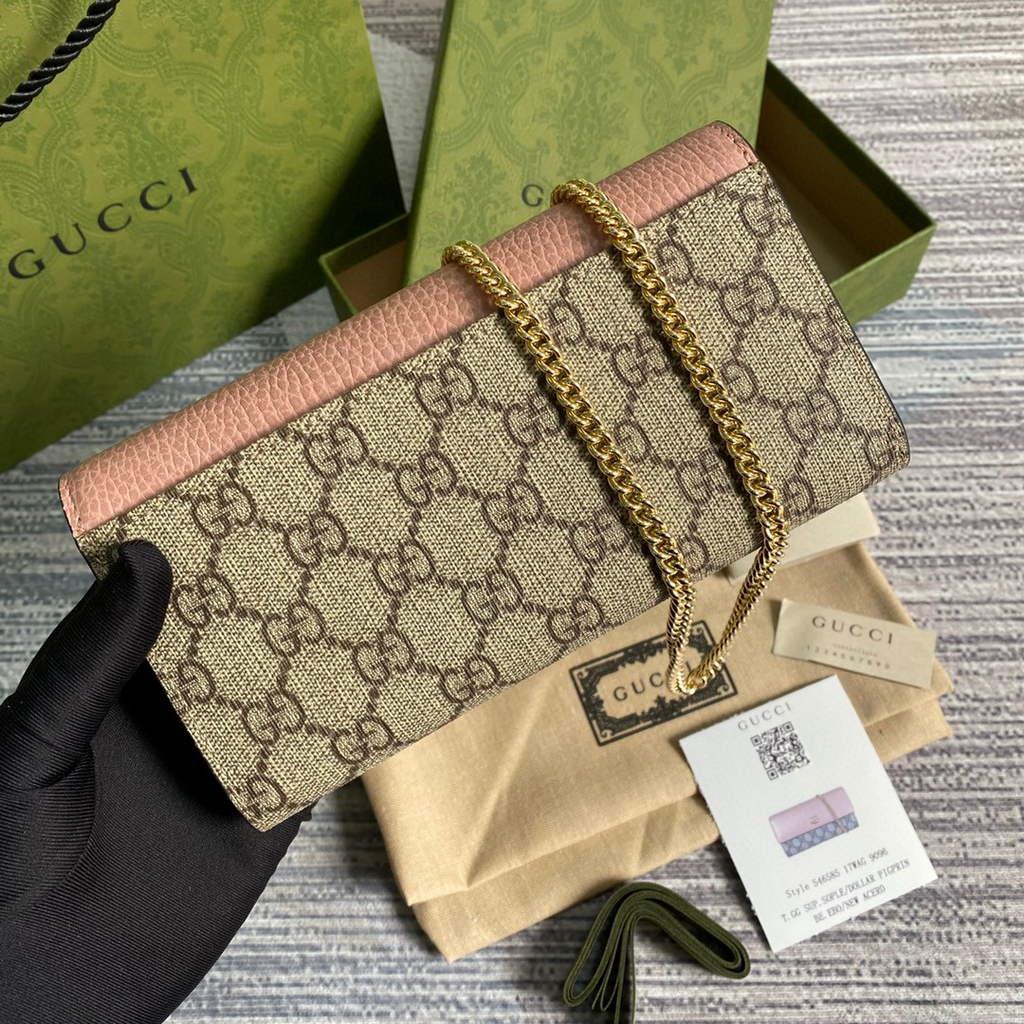 Gucci 546585 GG Marmont Chain Wallet Pink
