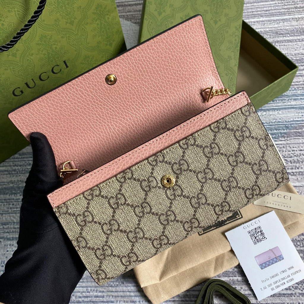 Gucci 546585 GG Marmont Chain Wallet Pink