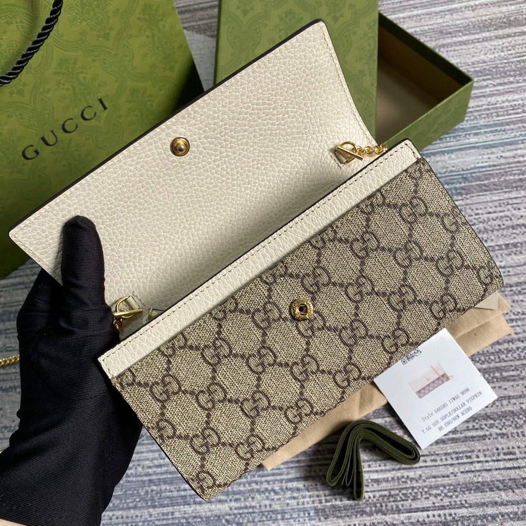 Gucci 546585 GG Marmont Chain Wallet White