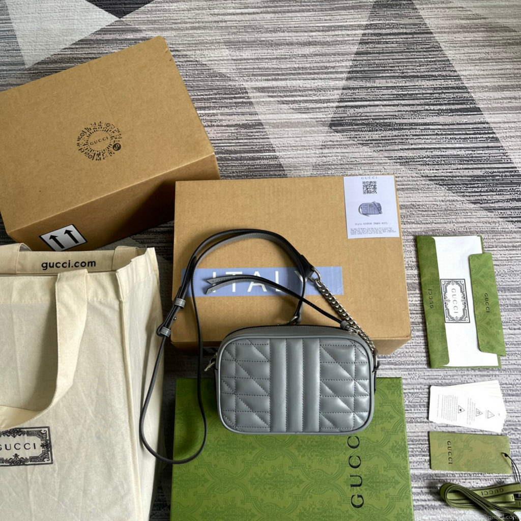 Gucci 634936 GG Marmont Mini Shoulder Bag Gray