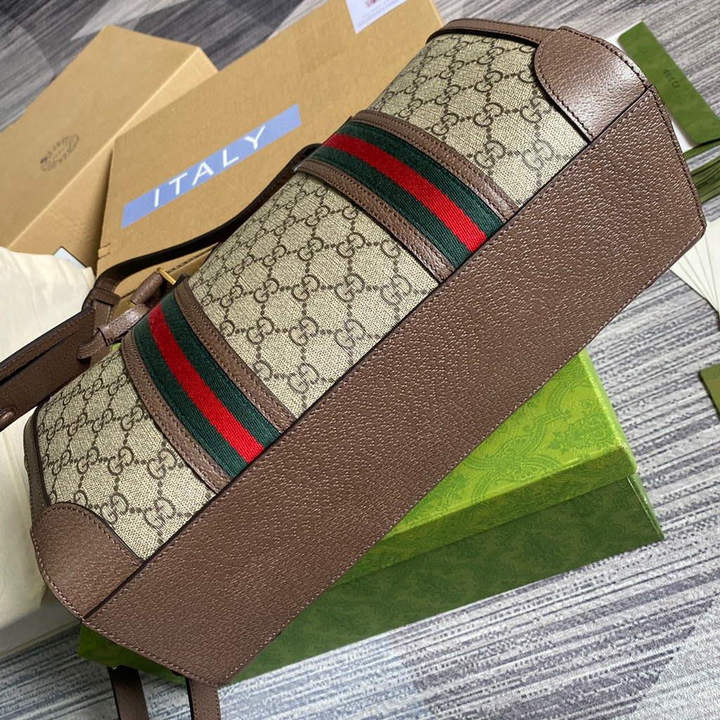 Gucci 645017 GG Small Duffel Bag With Web Brown