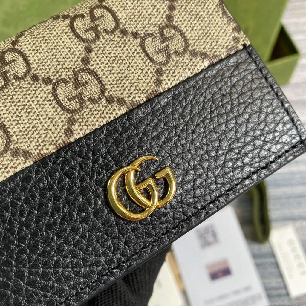 Gucci 658610 GG Marmont Card Case Wallet Black