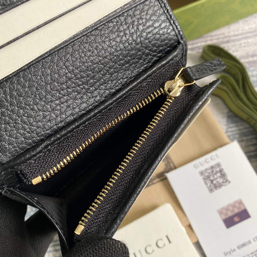 Gucci 658610 GG Marmont Card Case Wallet Black