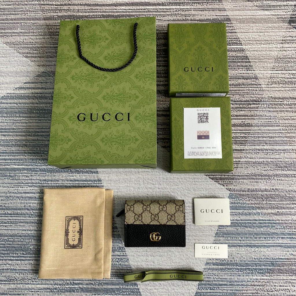 Gucci 658610 GG Marmont Card Case Wallet Black