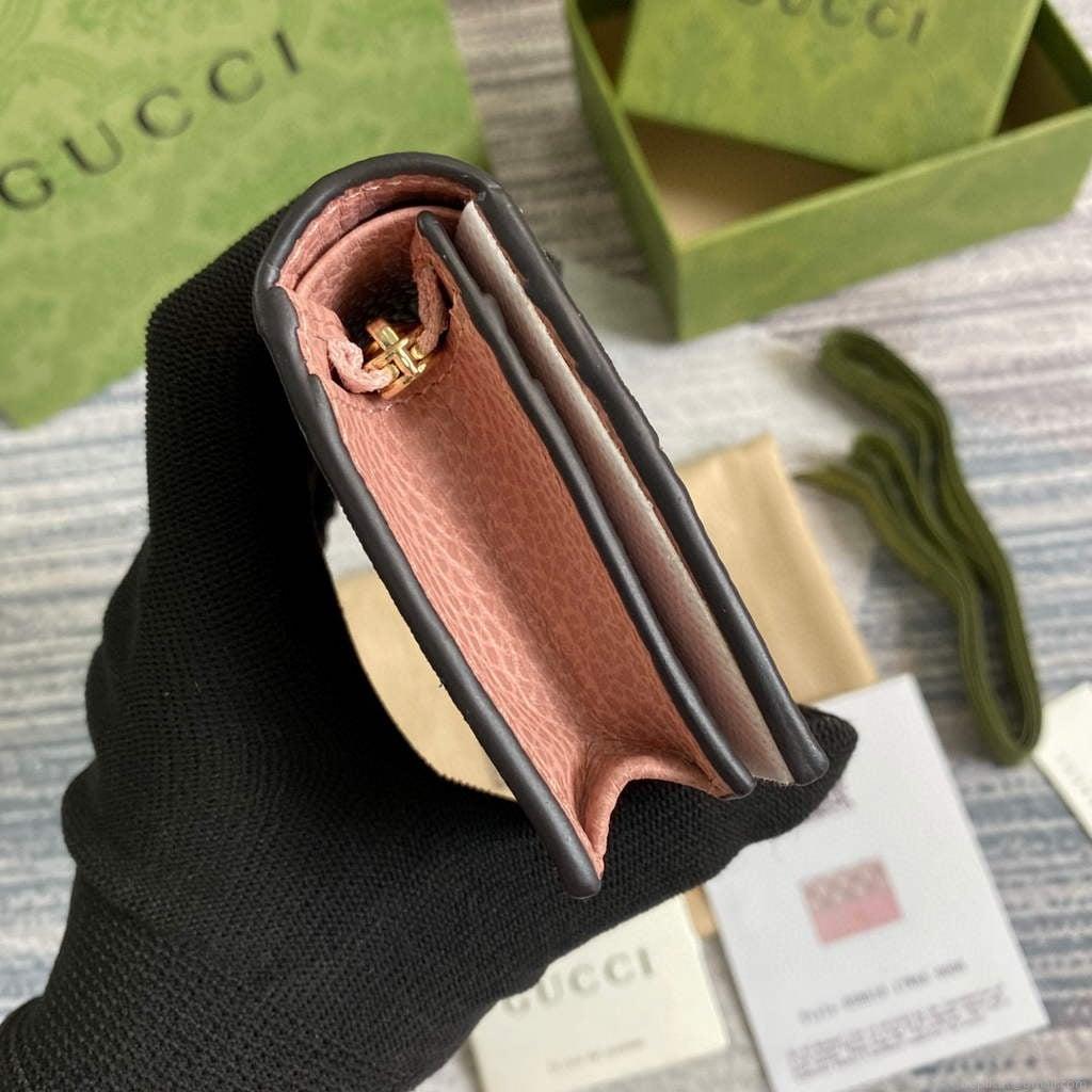 Gucci 658610 GG Marmont Card Case Wallet Pink