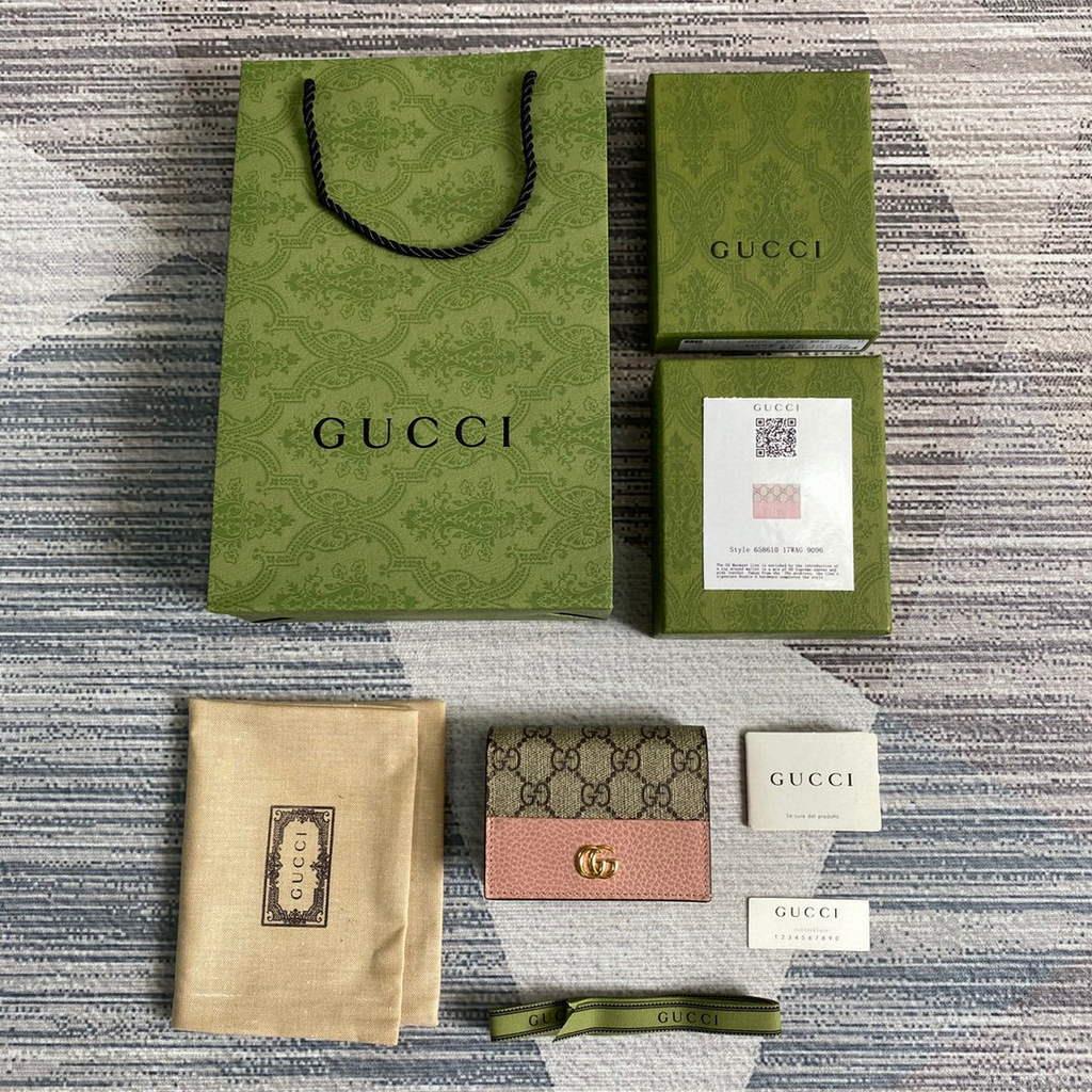 Gucci 658610 GG Marmont Card Case Wallet Pink
