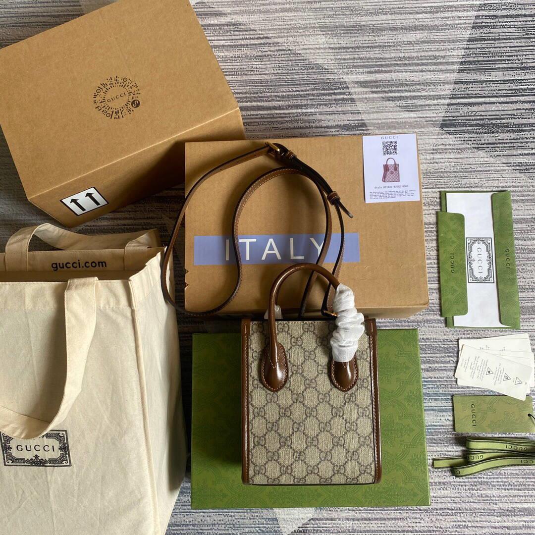 Gucci 671623 Mini Tote Bag With Lnterlocking G Brown
