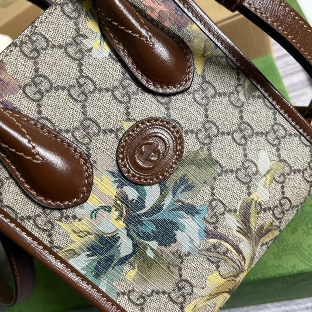 Gucci 671623 Mini Tote Bag With Lnterlocking G Brown