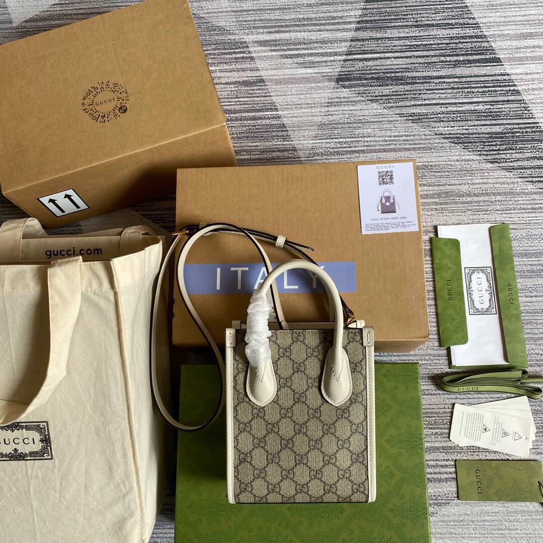 Gucci 671623 Mini Tote Bag With Lnterlocking G White
