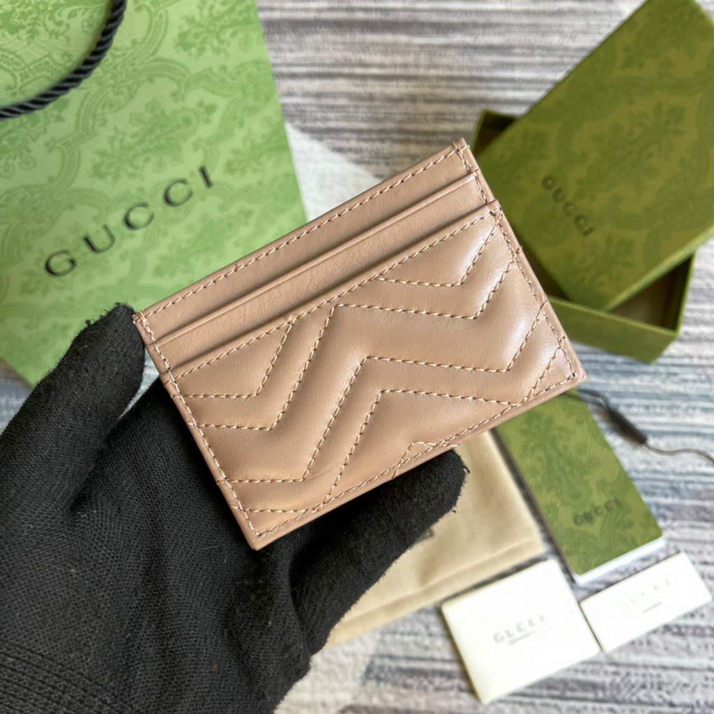 Gucci 443127 GG Marmont Card Case Apricot