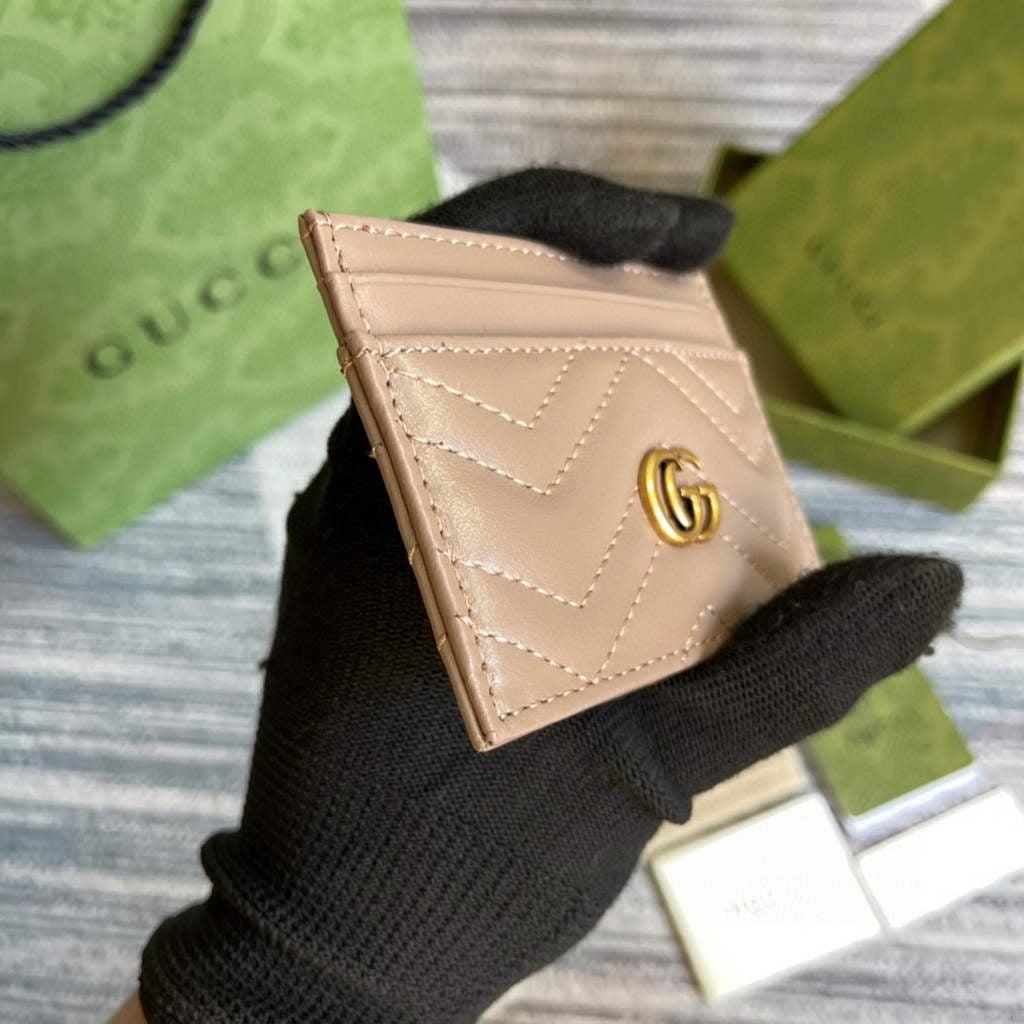 Gucci 443127 GG Marmont Card Case Apricot