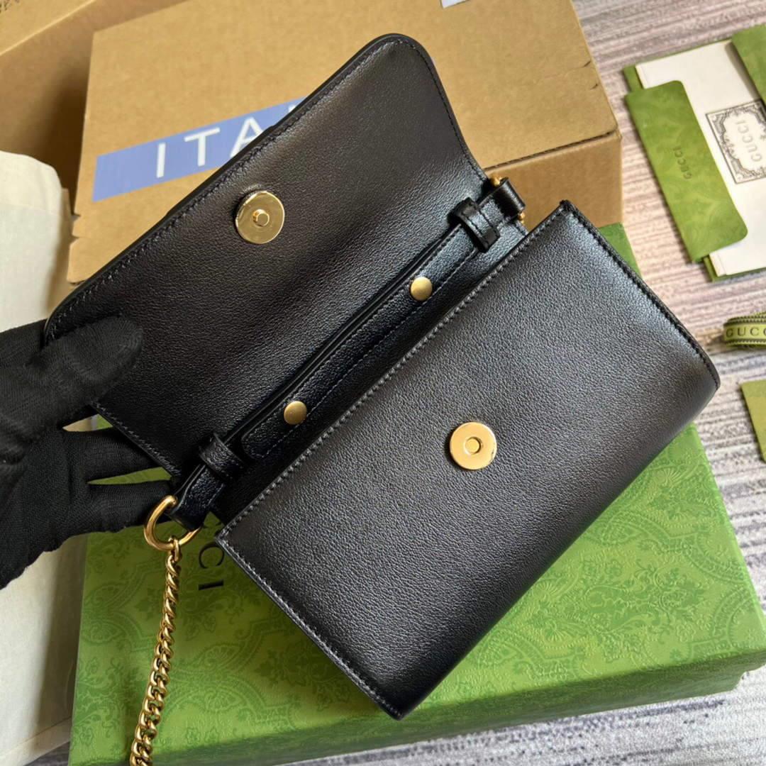 Gucci 675794 GG Small Top Handle Bag With Bamboo Black
