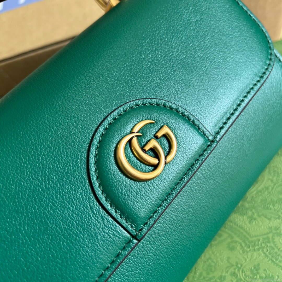 Gucci 675794 GG Small Top Handle Bag With Bamboo Green