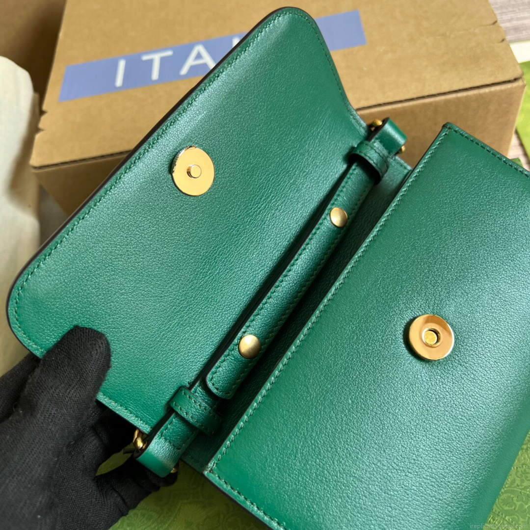 Gucci 675794 GG Small Top Handle Bag With Bamboo Green