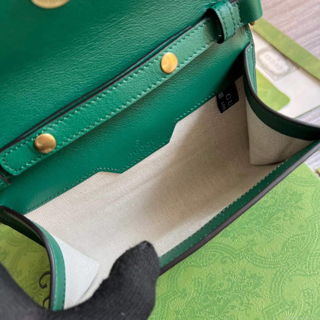 Gucci 675794 GG Small Top Handle Bag With Bamboo Green