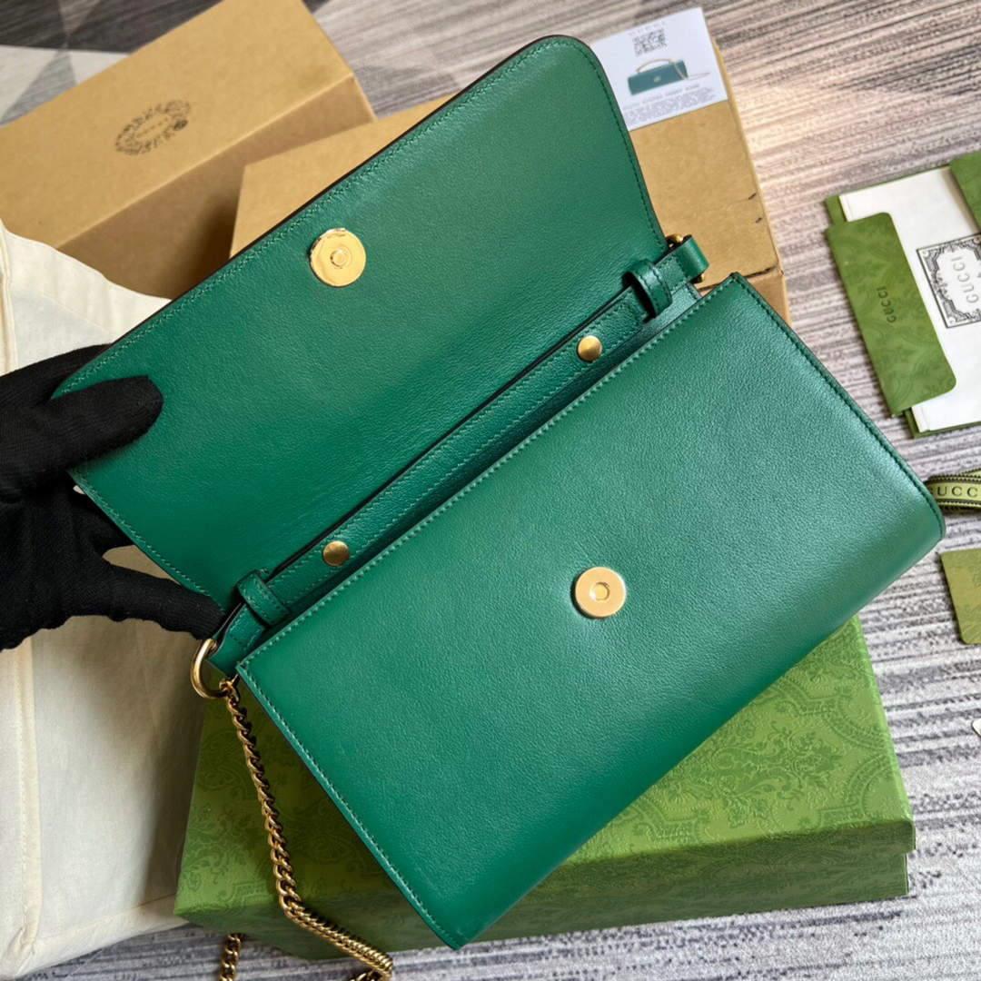 Gucci 675795 GG Large Top Handle Bag With Bamboo Green